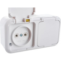 Розетка Bylectrica 2-местная ОУ IP54, серия ПРАЛЕСКА АКВА, белый, РА16-302