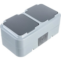 Розетка Bylectrica 2-местная ОУ с заз.конт. IP54, серия ПРАЛЕСКА АКВА, серый, РА16-303 03 РА16-303 (03)