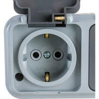 Розетка Bylectrica 2-местная ОУ с заз.конт. IP54, серия ПРАЛЕСКА АКВА, серый, РА16-303 03 РА16-303 (03)