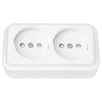 Розетка Bylectrica 2-местная ОУ со шторкой, серия ПРАЛЕСКА, белый, РА16-273