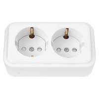 Розетка Bylectrica 2-местная ОУ с заз.конт. со шторкой, серия ПРАЛЕСКА, белый, РА16-274