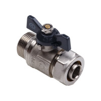 Кран шаровой AQUALINK для МП труб нар 1/2 x16 B бабочка 00876