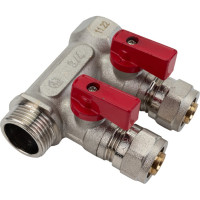 Универсальный коллектор для МП труб с шаровыми кранами и евроконусом AQUALINK вн-нар 3/4, 16x2 арт. 3933