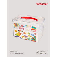 Универсальная коробка Econova Art Box с ручкой и декором 2 секции, 2л+3л 43123920151
