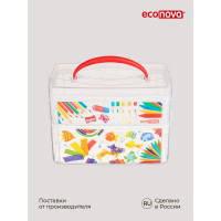 Универсальная коробка Econova Art Box с ручкой и декором 2 секции, 2л+3л 43123920151