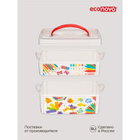 Универсальная коробка Econova Art Box с ручкой и декором 2 секции, 2л+3л 43123920151
