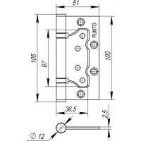 Универсальная петля без врезки PUNTO 200-2B 100x2,5 BL черный, 2 шт. 43133