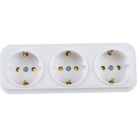 Розетка Bylectrica 3-местная ОУ с заз.конт., серия ВАРИАНТ, белый, РА16-0162