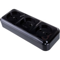 Розетка Bylectrica 3-местная ОУ, серия ПРАЛЕСКА, черный, РА16-263 черный