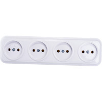 Розетка Bylectrica 4-местная ОУ, серия ВАРИАНТ, белый, РА16-0181