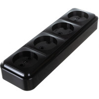 Розетка Bylectrica 4-местная ОУ, серия ПРАЛЕСКА, черный, РА16-264 черный