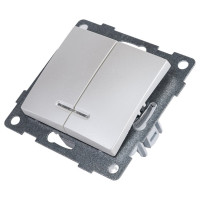 Механизм выключателя GUSI ELECTRIC 2 клавиши, индикатор СУ, 10А, 250В, жемчуг С10В28-028