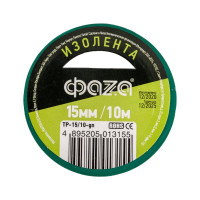 ПВХ-изолента ФАZА 15 мм х 10 м, зеленая 5013155