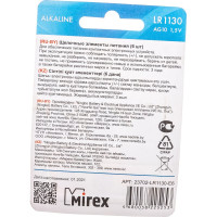 Батарея Mirex, щелочная AG10 / LR1130 1,5V 6 шт ecopack 23702-LR1130-E6