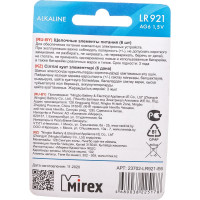 Батарея Mirex, щелочная AG6 / LR921 1,5V 6 шт ecopack 23702-LR921-E6