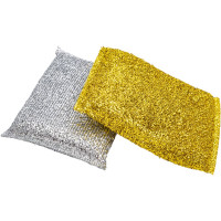 Губка EUROHOUSE из поролона с металлической нитью, серебро+золото, 2 шт 13300