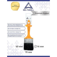 Кисть DeltaRoll с желтой ручкой, черная щетина, 70x16 мм 12970