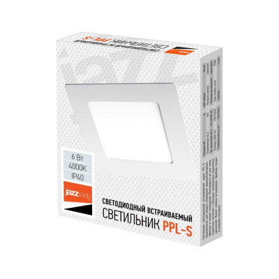 Светодиодный светильник Jazzway PPL-S WH 6Вт 4000К IP40 120мм ДВО встраиваемый ультратонкий квадрат 5008229A