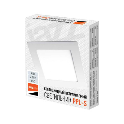 Светодиодный светильник Jazzway PPL-S WH 9Вт 4000К IP40 145мм ДВО встраиваемый ультратонкий квадрат 5008267A
