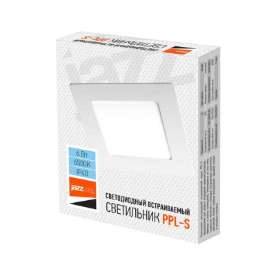 Светодиодный светильник Jazzway PPL-S WH 6Вт 6500К IP40 120мм ДВО встраиваемый ультратонкий квадрат 5008243A