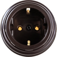 Розетка Bylectrica РА16-0202 1-местная с заз. контактом 16А ОУ, серия РЕТРО, шоколад