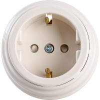 Розетка Bylectrica РА16-0206 1-местная с заз. контактом, со шторками 16А ОУ, серия РЕТРО, бежевый