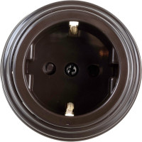 Розетка Bylectrica РА16-0206 1-местная с заз. контактом, со шторками 16А ОУ, серия РЕТРО, шоколад