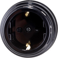 Розетка Bylectrica РА16-0206 1-местная с заз. контактом, со шторками 16А ОУ, серия РЕТРО, черный