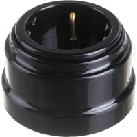 Розетка Bylectrica РА16-0206 1-местная с заз. контактом, со шторками 16А ОУ, серия РЕТРО, черный