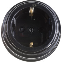 Розетка Bylectrica РА16-0206 1-местная с заз. контактом, со шторками 16А ОУ, серия РЕТРО, черный