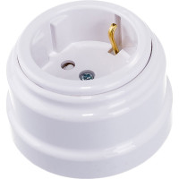 Розетка Bylectrica РА16-0206 1-местная с заз. контактом, со шторками 16А ОУ, серия РЕТРО