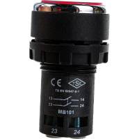 Нажимная кнопка Emas моноблочная красная, 22 мм, IP 40, 1НО+1НО MB101DK