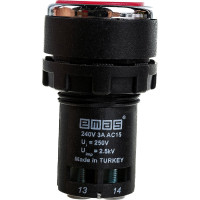 Нажимная кнопка Emas моноблочная красная, 22 мм, IP 40, 1НО+1НО MB101DK