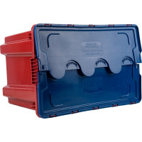 Ящик Тара.ру п/э 600х400х415, сплошной, с синей крышкой, Safe PRO, красный 18658