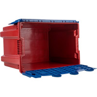 Ящик Тара.ру п/э 600х400х415, сплошной, с синей крышкой, Safe PRO, красный 18658