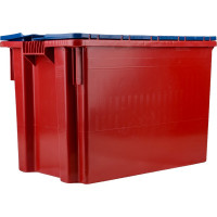 Ящик Тара.ру п/э 600х400х415, сплошной, с синей крышкой, Safe PRO, красный 18658
