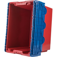 Ящик Тара.ру п/э 600х400х415, сплошной, с синей крышкой, Safe PRO, красный 18658