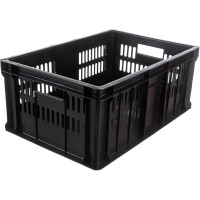 Ящик Тара.ру п/э 600х400х250 дно сплошное, перфорированный, чёрный 04997