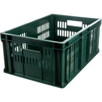 Ящик Тара.ру п/э 600х400х250 дно сплошное, перфорированный, зелёный 04100