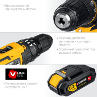 Ударная дрель-шуруповерт STEHER 20В, 2 АКБ 2Ач CDS-200-2