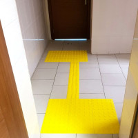 Тактильная плитка преодолимое препятствие PALITRA TECHNOLOGY поле внимания, конусы линейные 10шт 50245-2-PVC-300x300x4-Y-10