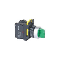 Переключатель ANDELI с подсветкой с фиксацией 1NO 1NC LA115-A5-11XD/G зеленый LED 220В артикул ADL10-203