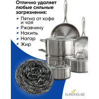 Металлическая губка EUROHOUSE спираль, 1 шт 7181
