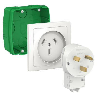 Силовой комплект Systeme Electric (Schneider Electric): розетка, вилка Blanca, 32 А, 250 В, Белый BLNSK013231