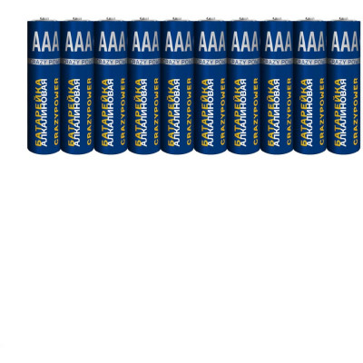 Батарейка элемент питания алкалиновый CRAZYPOWER AAA/LR03 1.5В (10 шт. уп) 5027725