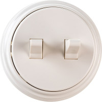 2-клавишный тумблерный выключатель Bylectrica А510-2204 10А открытой установки, серия РЕТРО, бежевый, А510-2204 бежевый