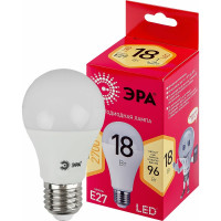 Светодиодная лампа ЭРА LED A65-18W-827-E27 R диод, груша, 18Вт, теплый свет, E27 10/100/1200 Б0051850