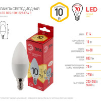 Светодиодная лампа LED B35 10W 827 E14 R диод, свеча, 10Вт, теплый свет, E14 Б0049641