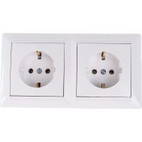 Угловой блок 2-местной розетки Bylectrica с зазелением, серия СТИЛЬ, белый, РА16-752