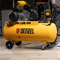 Воздушный компрессор с ременным приводом DENZEL BCV2200/100 2.2 кВт, 100 литров, 370 л/мин 58110